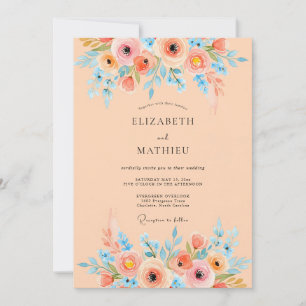 Invitation Mariage Aquarelle Sérénité Abricot