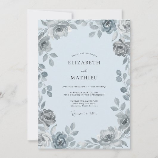 Invitation Mariage aquarelle Silver Ice (Devant)