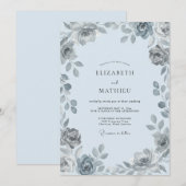 Invitation Mariage aquarelle Silver Ice (Devant / Derrière)