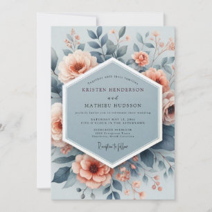 Invitation Mariage Aquarelle Slate Peach