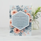 Invitation Mariage Aquarelle Slate Peach (Debout devant)