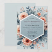 Invitation Mariage Aquarelle Slate Peach (Devant / Derrière)