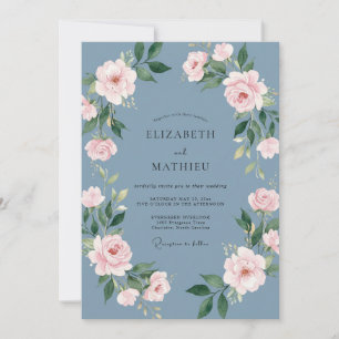 Invitation Mariage aquarelle Steel Blush
