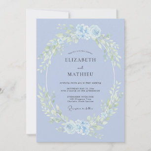 Invitation Mariage Aquarelle Sublime Bleu Pervenche