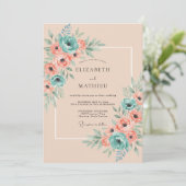 Invitation Mariage Aquarelle Teal Airy (Debout devant)