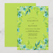 Invitation Mariage Aquarelle Vert Citron Radiant (Devant / Derrière)