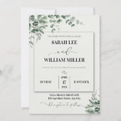 Invitation Mariage Aquarelle Vert Et Blanc Personnalisé (Devant)