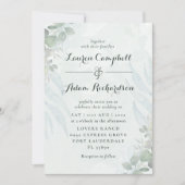 Invitation Mariage aquarelle vert eucalyptus rustique (Devant)