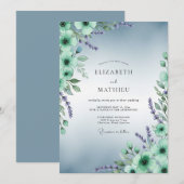 Invitation Mariage Aquarelle Vert Menthe Sérénité (Devant / Derrière)