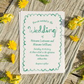 Invitation Mariage aquarelle vert menthe simple et fantaisist