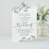 Invitation Mariage aquarelle vert rustique eucalyptus (Debout devant)