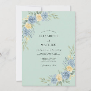 Invitation Mariage Aquarelle Vert Sauge Raffiné