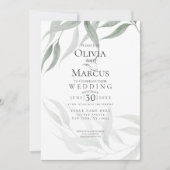 Invitation Mariage | Aquarelle verte poussiéreuse Folithe de  (Devant)