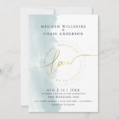 Invitation MARIAGE | Aquarelle verte Turquoise (Devant)
