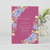 Invitation Mariage Aquarelle Vibrant Rose Fruité (Debout devant)