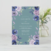 Invitation Mariage aquarelle violet ardoise (Debout devant)