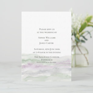 Invitation Mariage aquarelle violet de bruyère écossaise