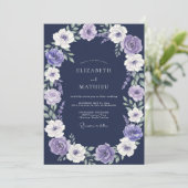 Invitation Mariage aquarelle violet de minuit (Debout devant)