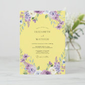 Invitation Mariage Aquarelle Violet Jaune (Debout devant)