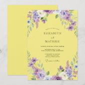 Invitation Mariage Aquarelle Violet Jaune (Devant / Derrière)