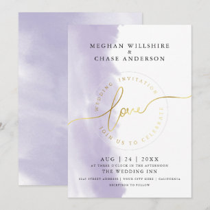 Invitation MARIAGE   Aquarelle violet Lilac