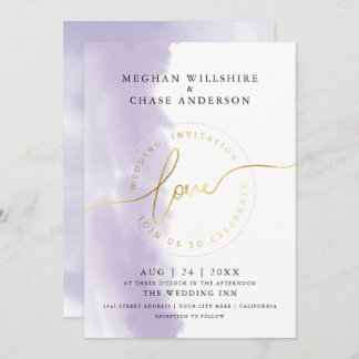 Invitation MARIAGE | Aquarelle violet Lilac