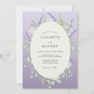Invitation Mariage aquarelle violet Luxe