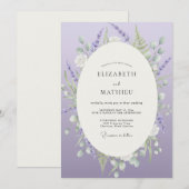 Invitation Mariage aquarelle violet Luxe (Devant / Derrière)