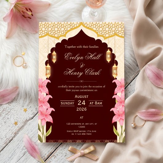 Invitation Mariage arabe élégant