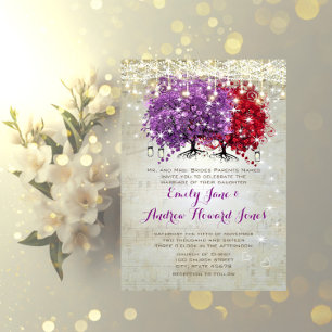 Invitation Mariage Arbre à Feuille en Forme de Cœur Rouge Vio