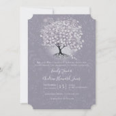 Invitation Mariage Arbre à Feuilles en Forme de Coeur Lavande (Devant)