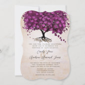 Invitation Mariage Arbre à feuilles en forme de cœur violet p (Devant)