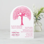 Invitation Mariage Arbre Amour Oiseau Bois Rustique Rose Tour (Debout devant)