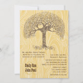 Invitation Mariage Arbre Brun Oiseaux Amoureux Grain de Bois (Devant)
