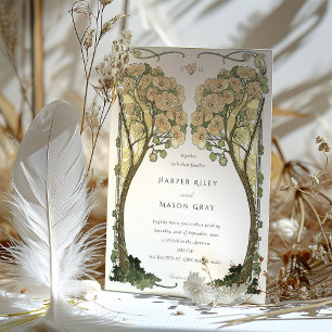 Invitation Mariage Arbre d'Amour Art Nouveau Vintage