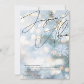 Invitation Mariage Arbre de Noël Bokeh Bleu Hiver (Devant)