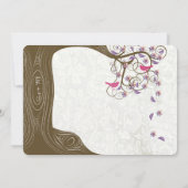 Invitation Mariage Arbre Rustique Romantique Oiseaux Roses et (Dos)