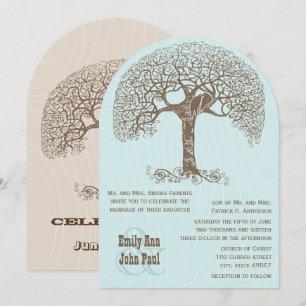 Invitation Mariage Arbre Rustique Tourbillon Brun Oiseau Amou