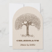 Invitation Mariage Arbre Rustique Tourbillon Brun Oiseau Amou (Dos)