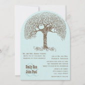 Invitation Mariage Arbre Rustique Tourbillon Brun Oiseau Amou (Devant)