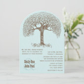 Invitation Mariage Arbre Rustique Tourbillon Brun Oiseau Amou (Debout devant)