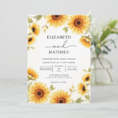 Invitation Mariage Arc de fleurs de tournesol doré (Debout devant)