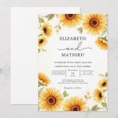 Invitation Mariage Arc de fleurs de tournesol doré (Devant / Derrière)