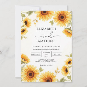 Invitation Mariage Arc de fleurs de tournesol doré