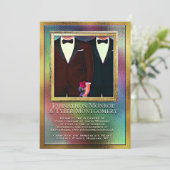 Invitation Mariage arc-en-ciel et gris (Debout devant)