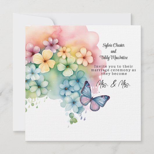 Invitation Mariage arc-en-ciel lesbien (Devant)