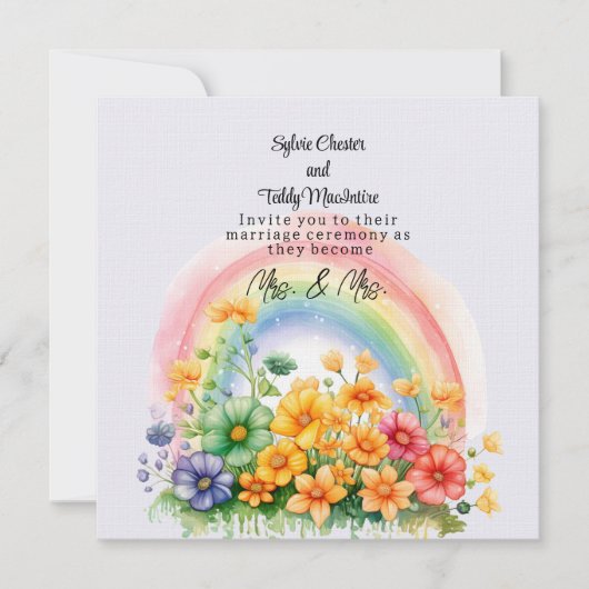 Invitation Mariage arc-en-ciel lesbien (Devant)
