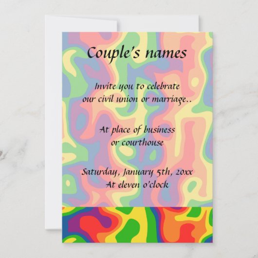 Invitation Mariage arc-en-ciel psychédélique (Devant)