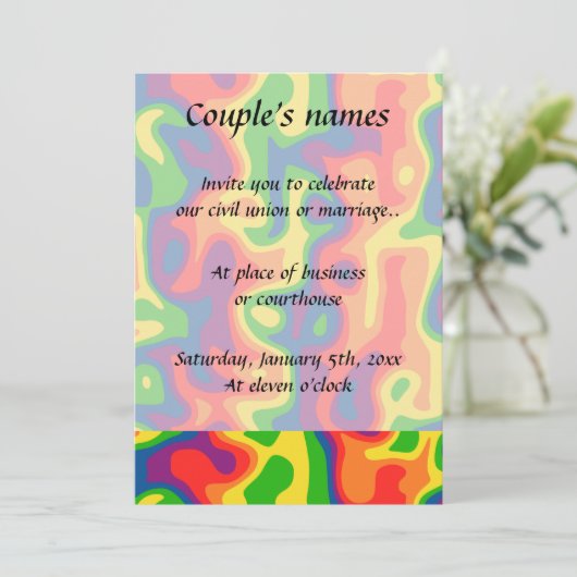 Invitation Mariage arc-en-ciel psychédélique (Debout devant)