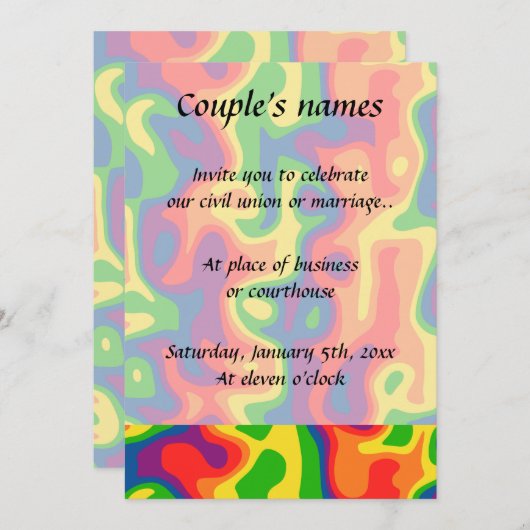 Invitation Mariage arc-en-ciel psychédélique (Devant / Derrière)